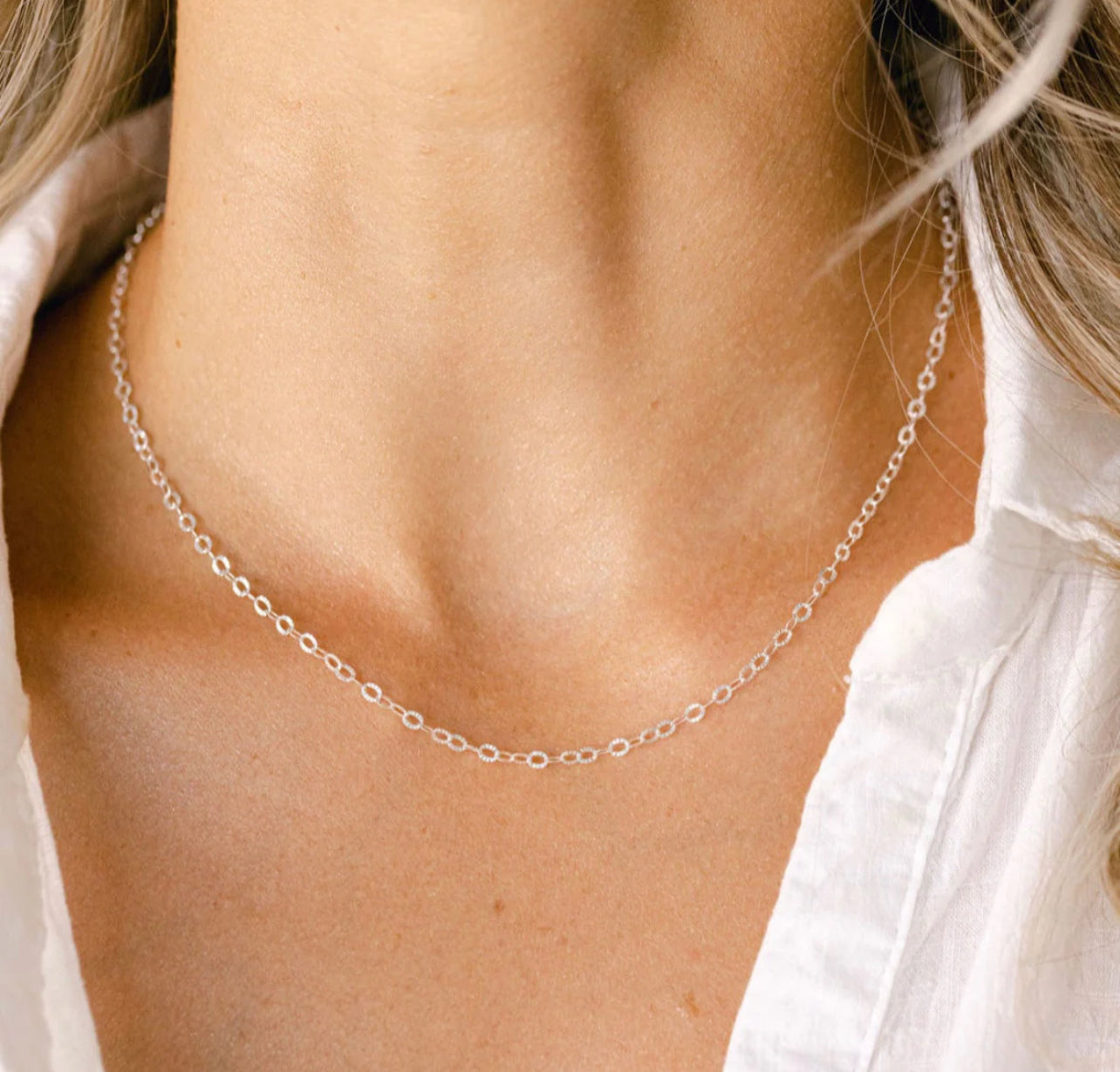 925 sterling silver textured flatten oval chain Custom Bracelet/Anklet/Necklace