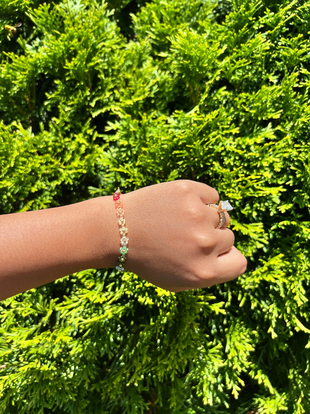 Multi colored daisy flower bracelet