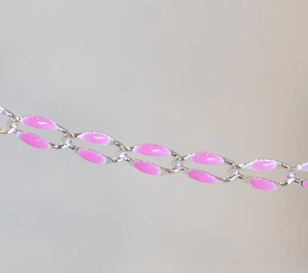 Silver Enamel Chain in Pink Custom Bracelet/Anklet/Necklace