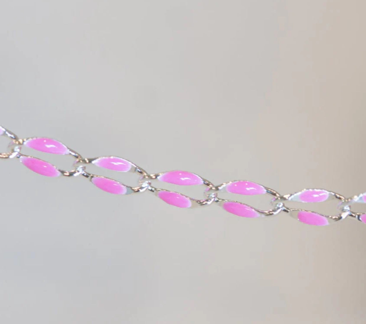 Silver Enamel Chain in Pink Custom Bracelet/Anklet/Necklace
