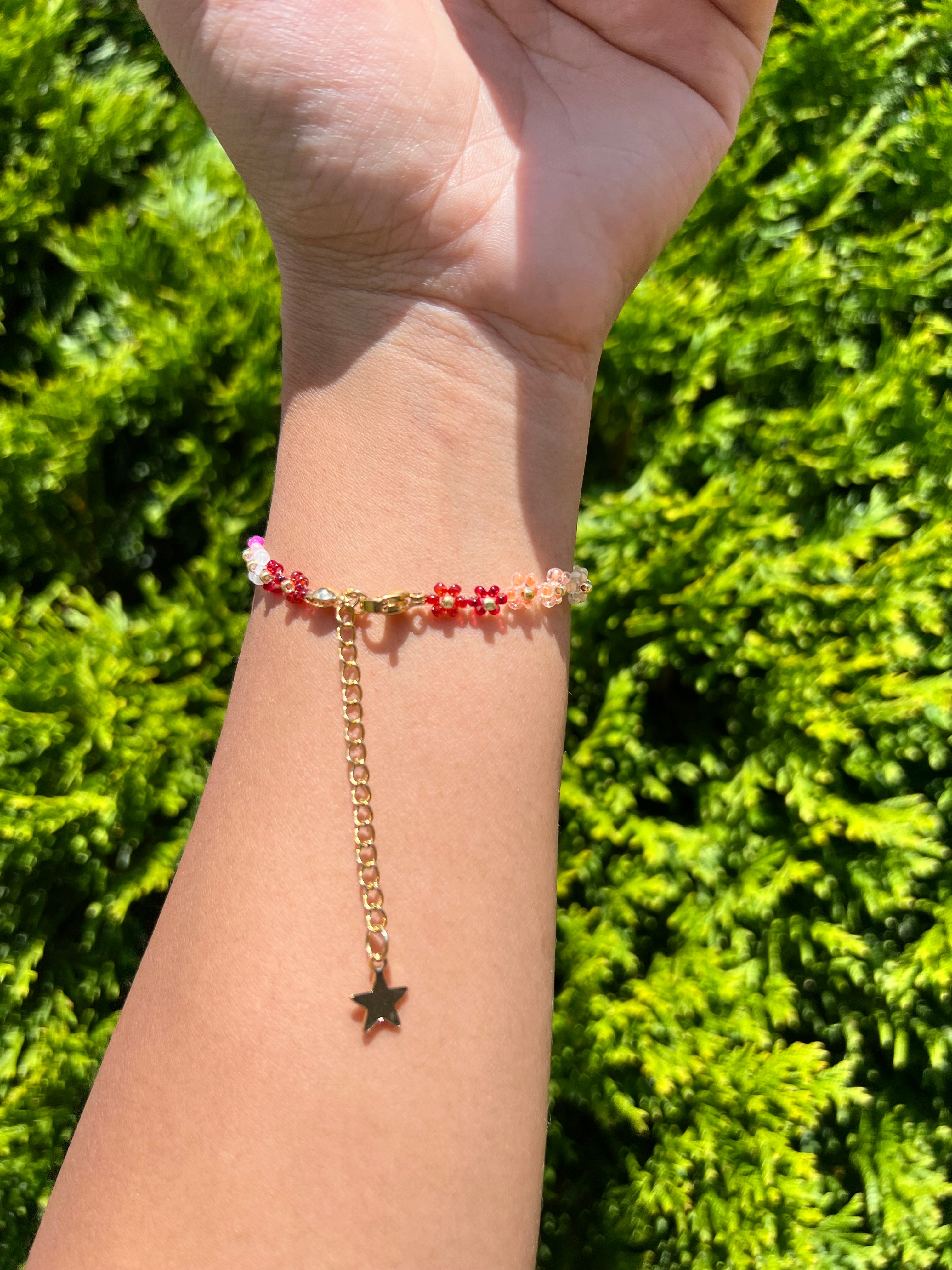 Multi colored daisy flower bracelet