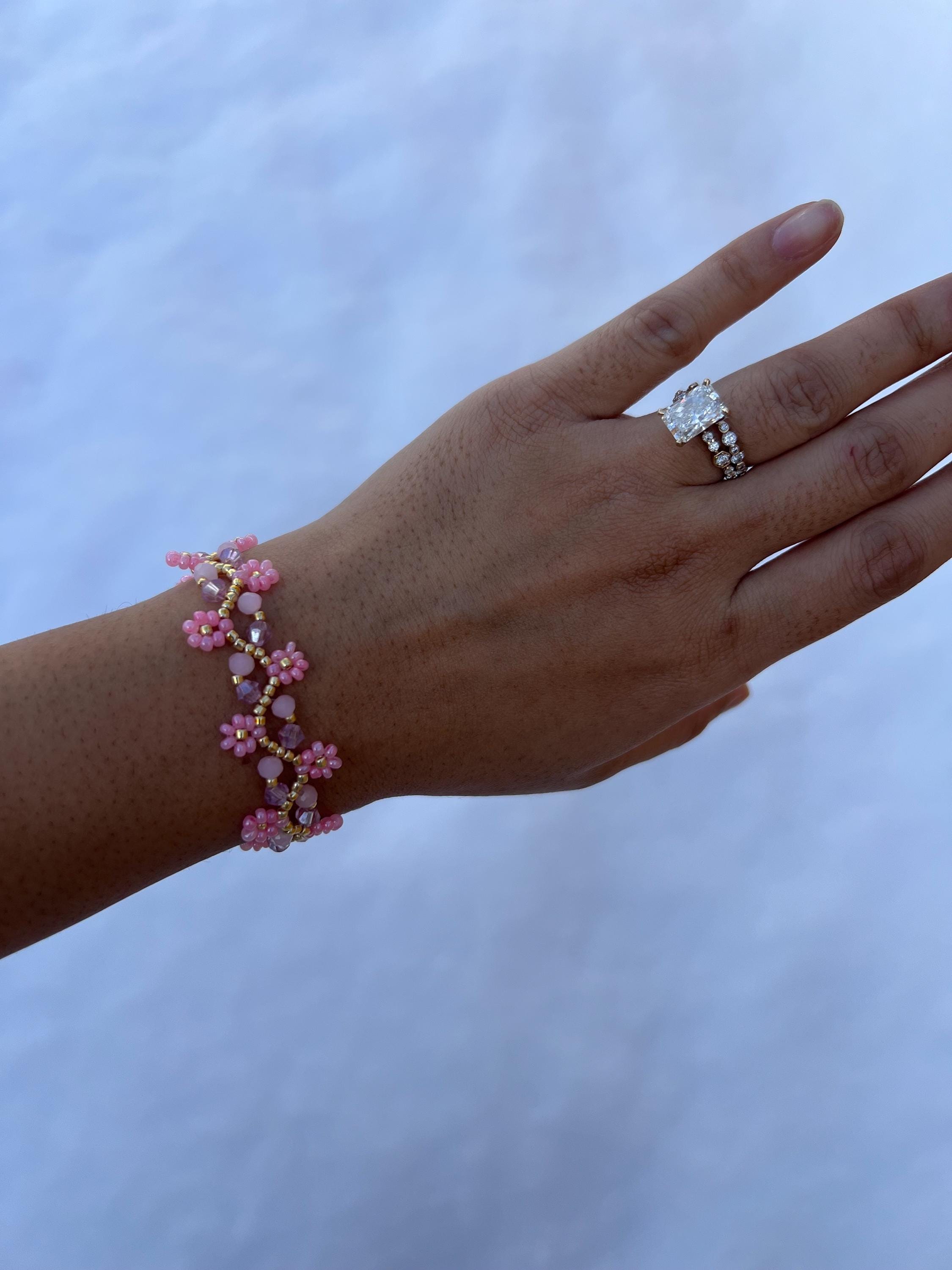Pink & Gold Beaded Bracelet