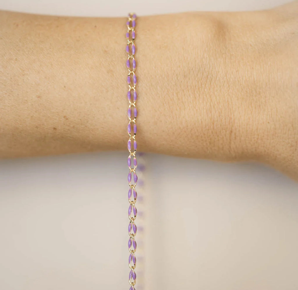 Gold Enamel Chain in Purple Custom Bracelet/Anklet/Necklace