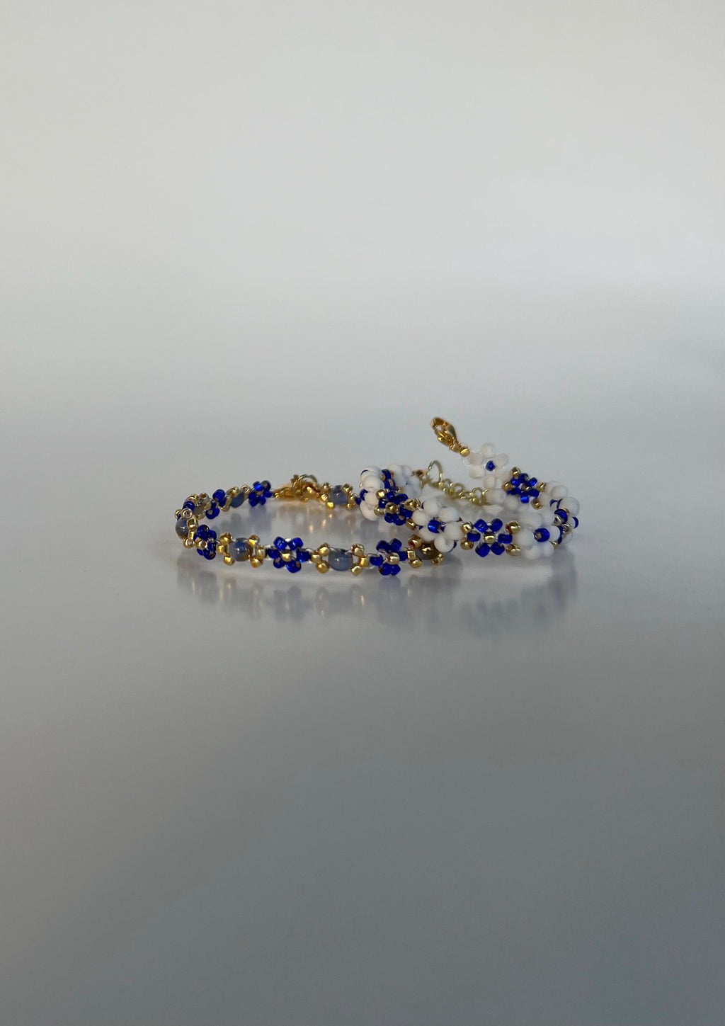 2pcs Blue set Beaded Bracelet, Daisy Bracelet, Flower Bracelet, Dainty, Aesthetic Bracelet, Matching Bracelets, Gift for Her