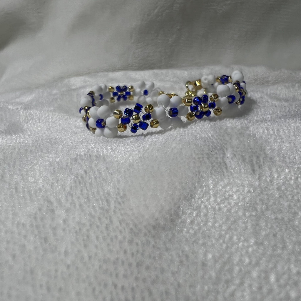 2pcs Blue set Beaded Bracelet, Daisy Bracelet, Flower Bracelet, Dainty, Aesthetic Bracelet, Matching Bracelets, Gift for Her