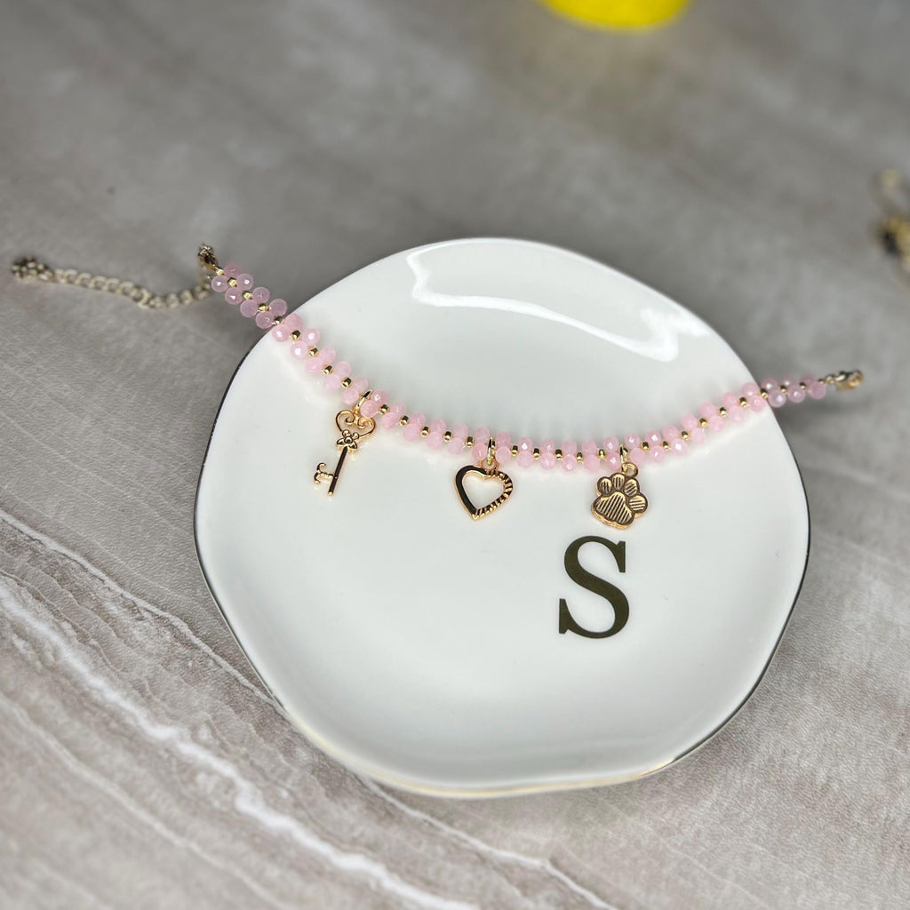 Pink Beaded Bracelet with charm option