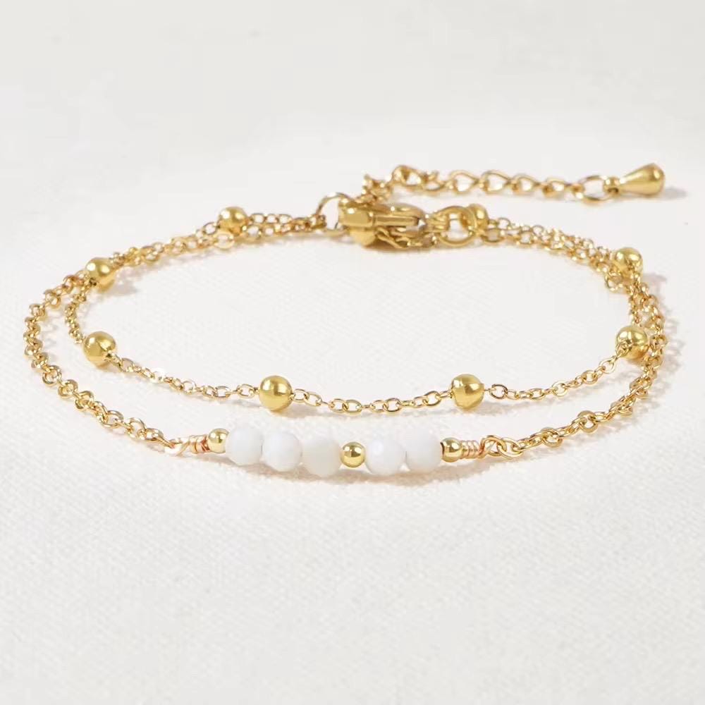 Natural stone beaded Bracelet, Daisy Bracelet, Bracelet, Dainty, Aesthetic, Matching Bracelets, Gift for Her, semiprecious