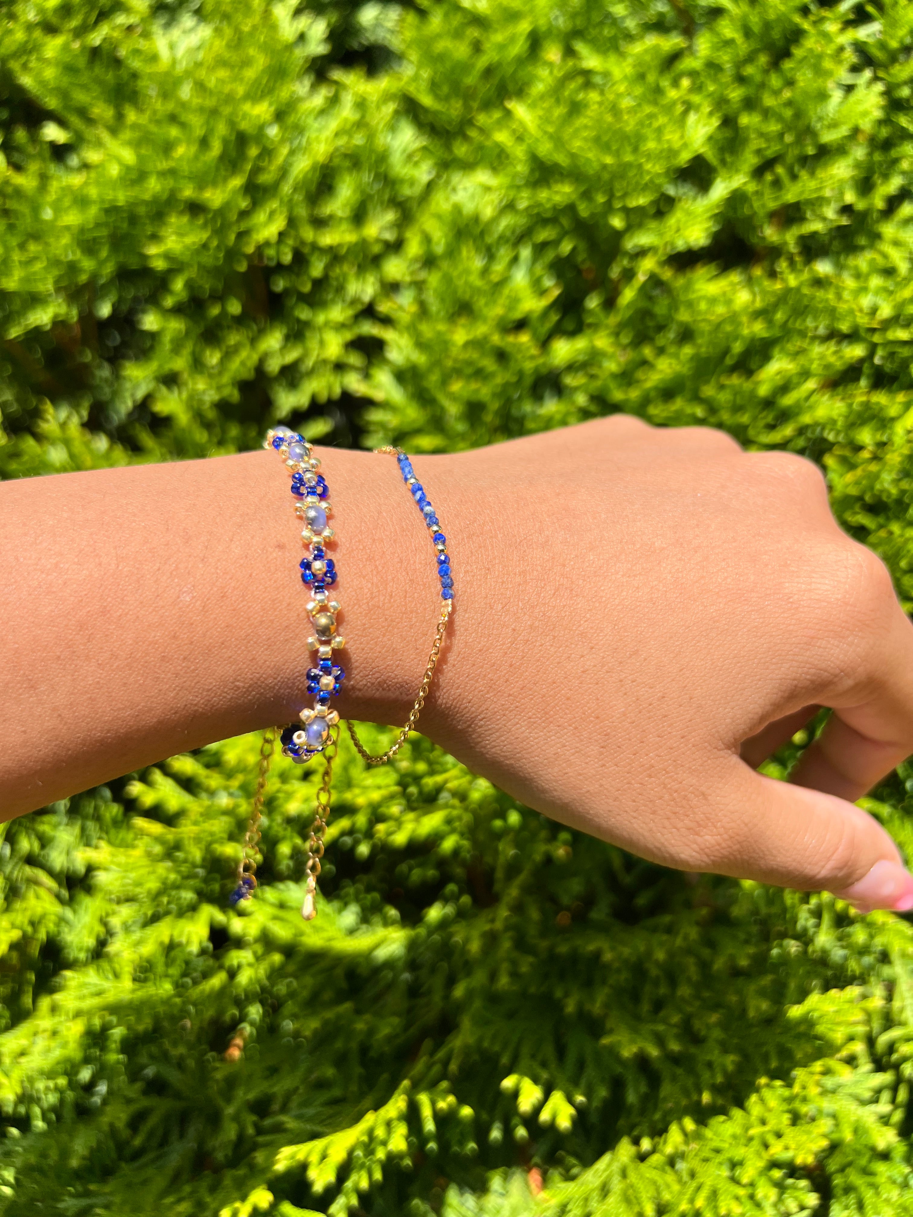 Sapphire stack set Daisy Beaded Bracelet