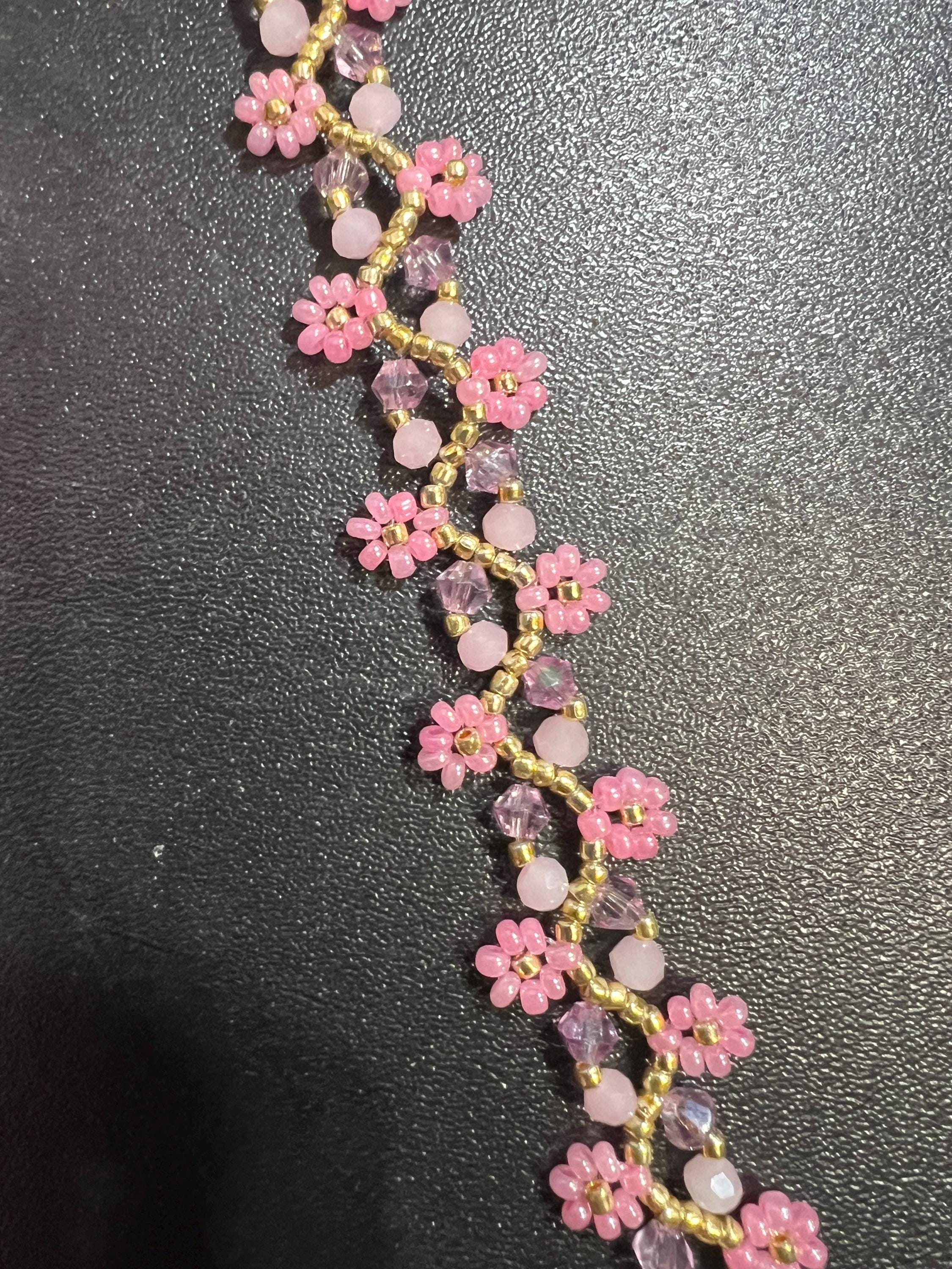 Pink & Gold Beaded Bracelet