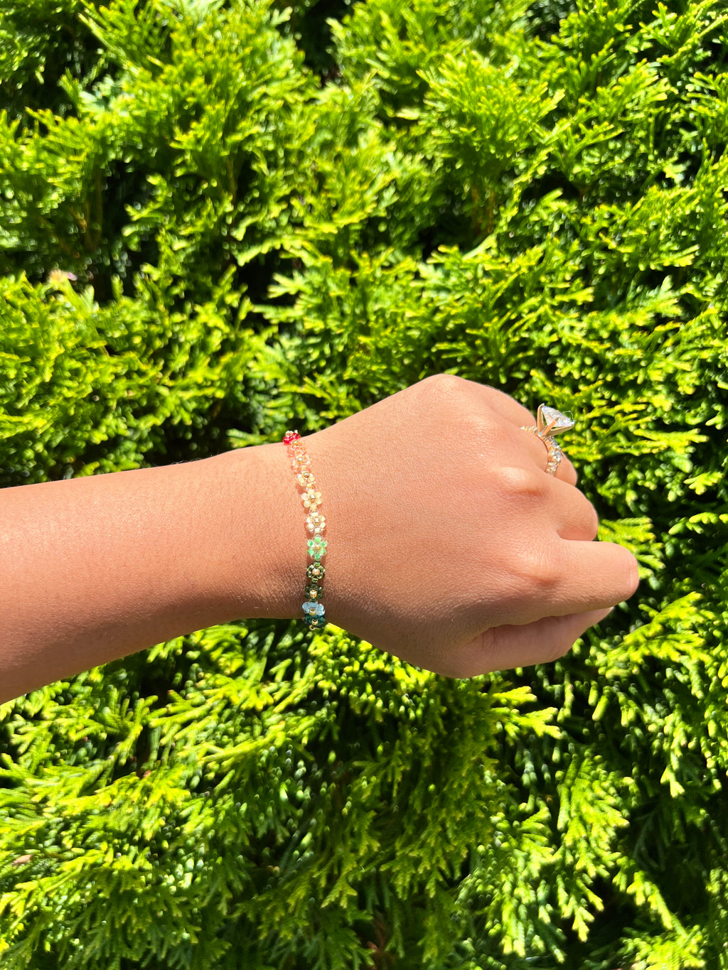 Multi colored daisy flower bracelet