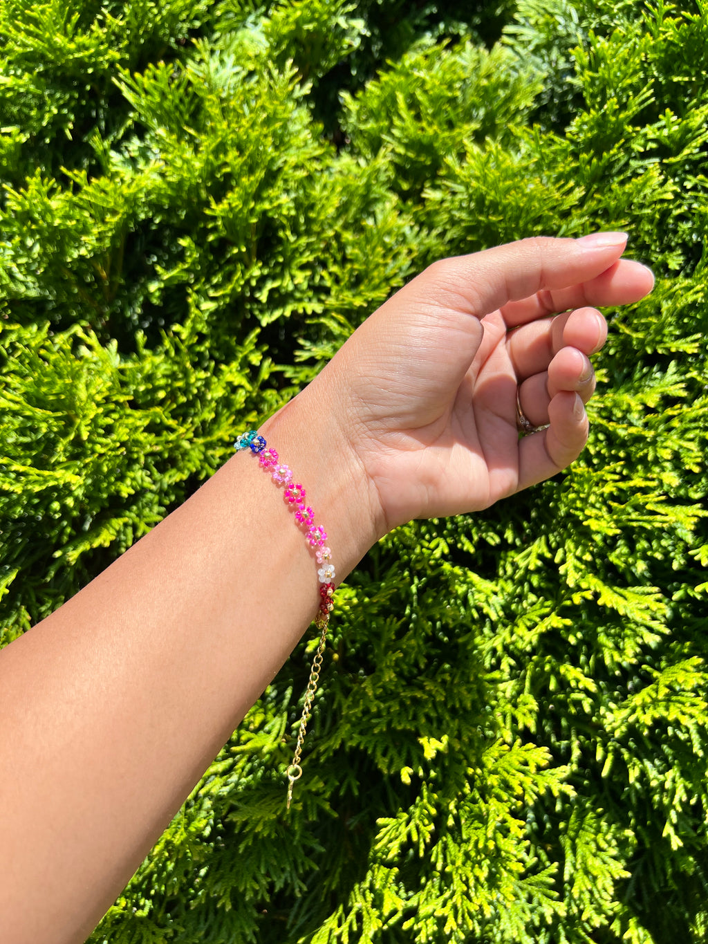Multi colored daisy flower bracelet