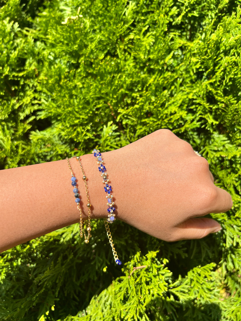 Sapphire stack set Daisy Beaded Bracelet