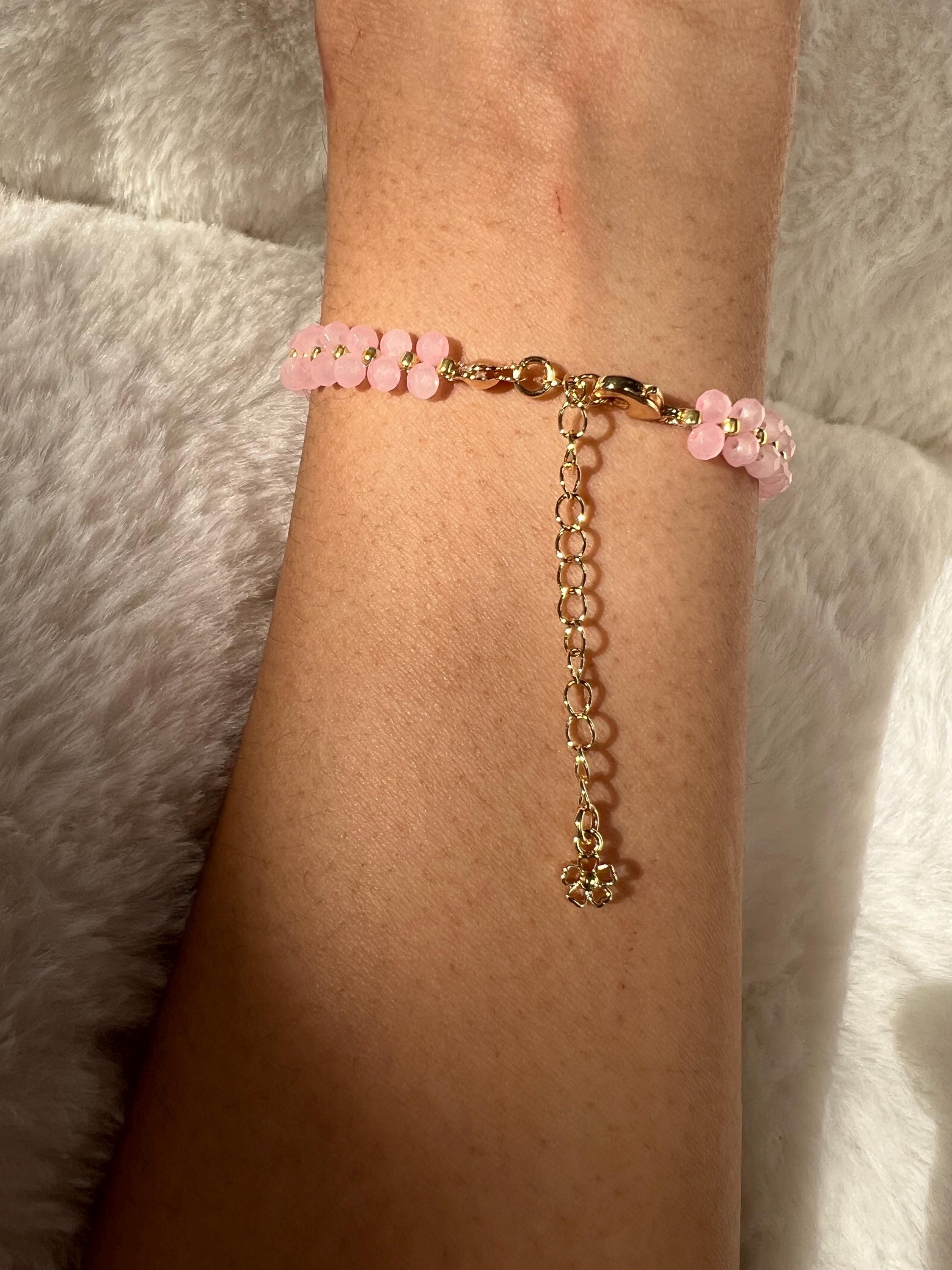 Pink Beaded Bracelet with charm option