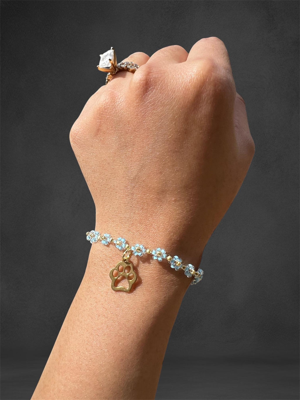 Blue paw charm Beaded Bracelet