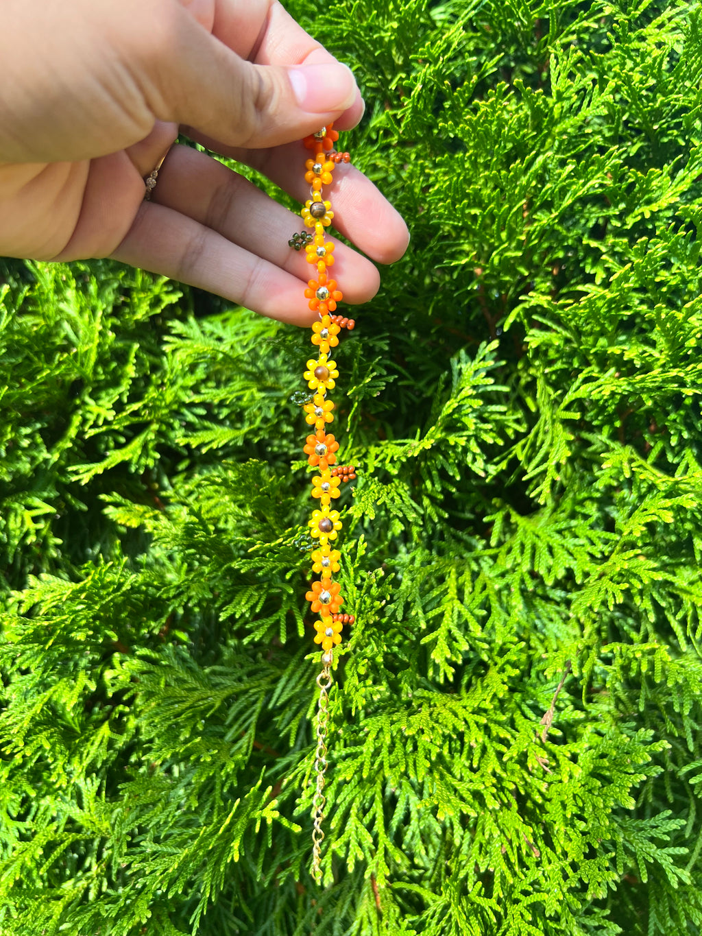 Fall bracelet with sunflower