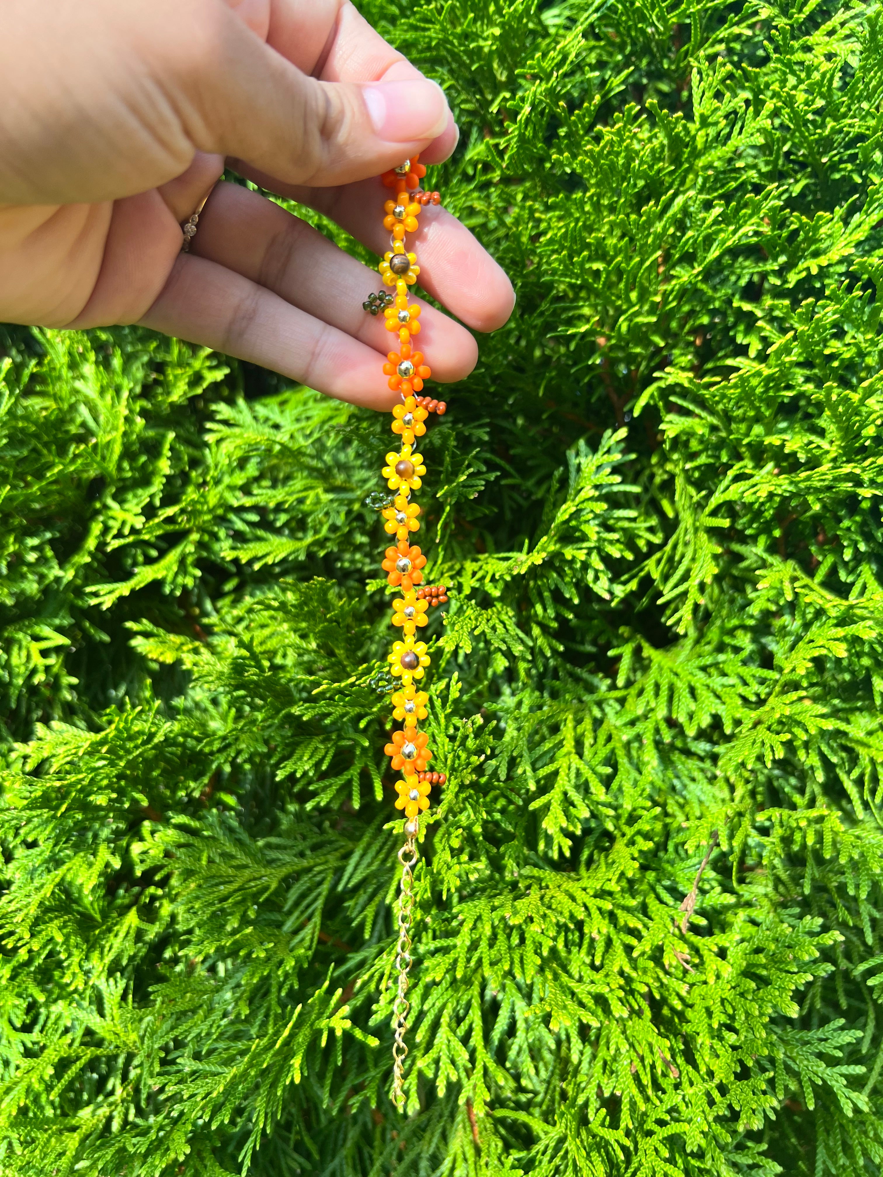 Fall bracelet with sunflower