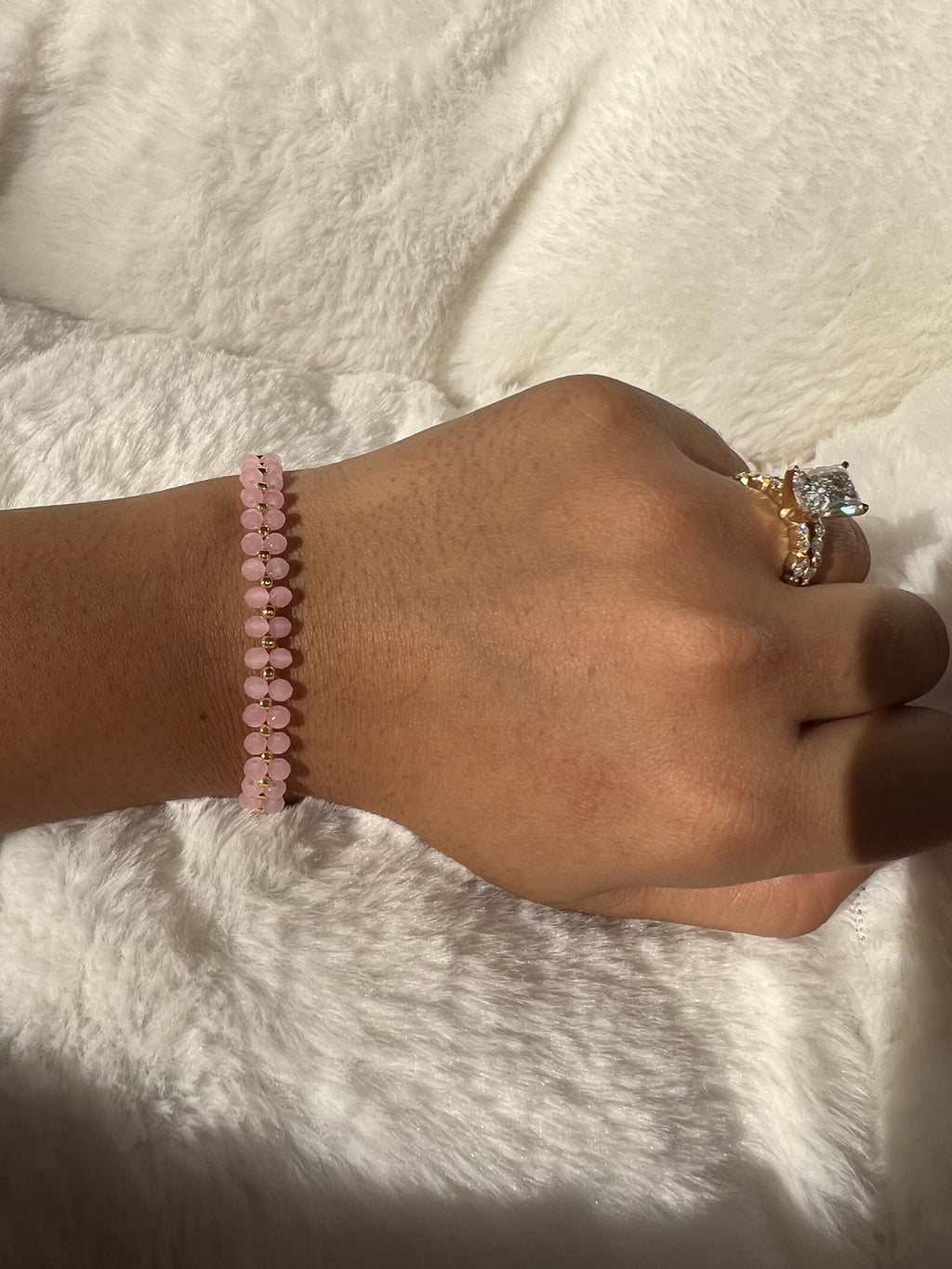 Pink Beaded Bracelet with charm option