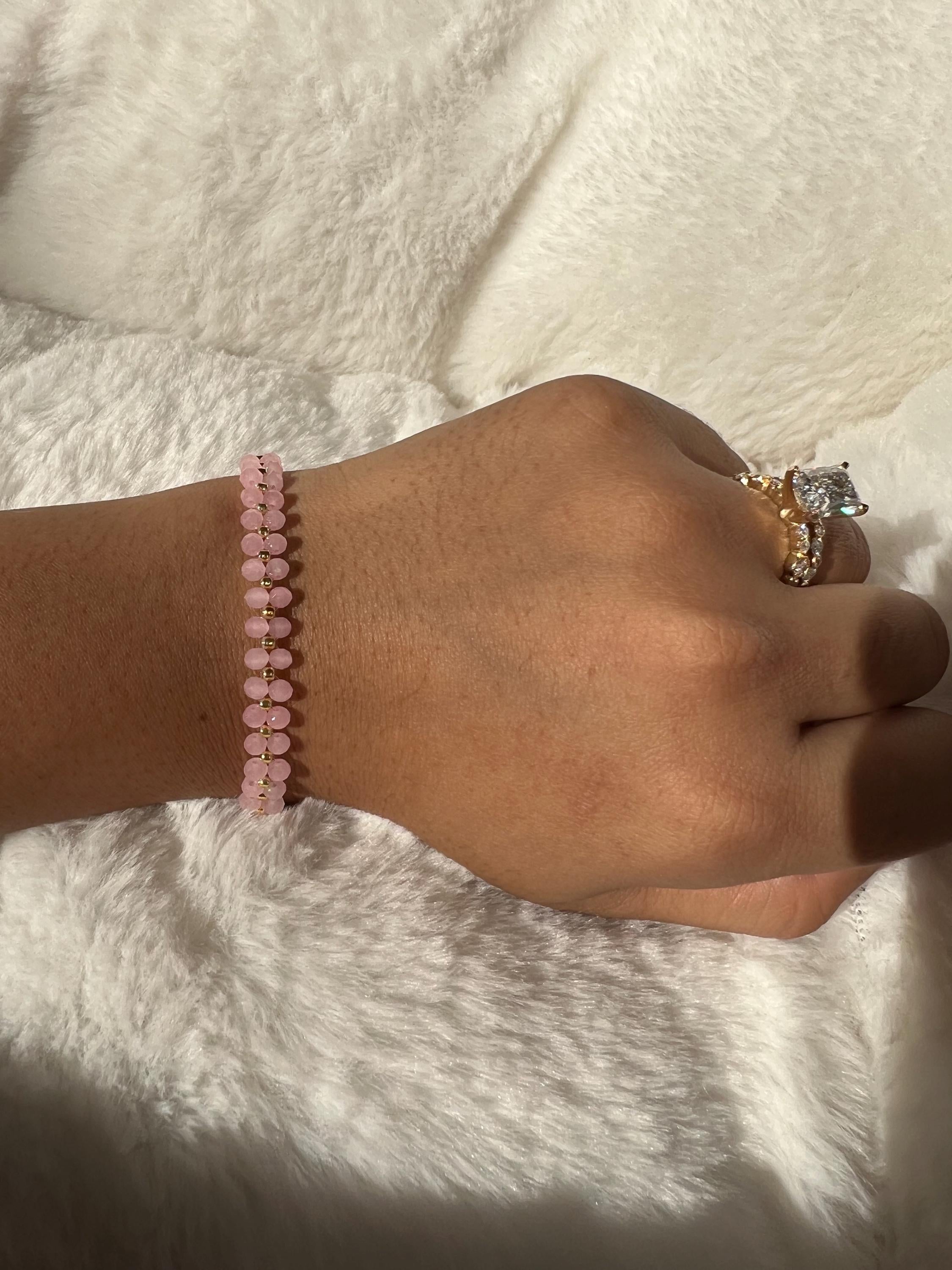 Pink Beaded Bracelet with charm option