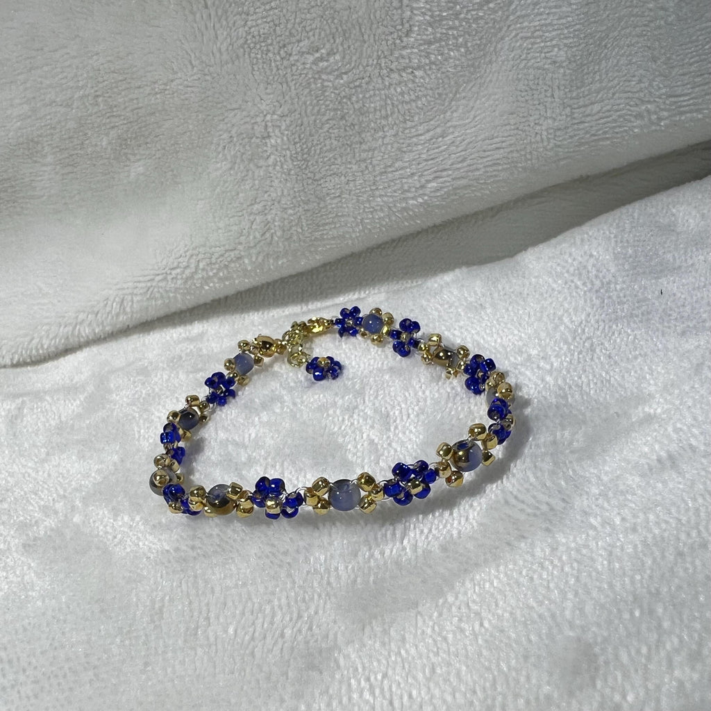 2pcs Blue set Beaded Bracelet, Daisy Bracelet, Flower Bracelet, Dainty, Aesthetic Bracelet, Matching Bracelets, Gift for Her