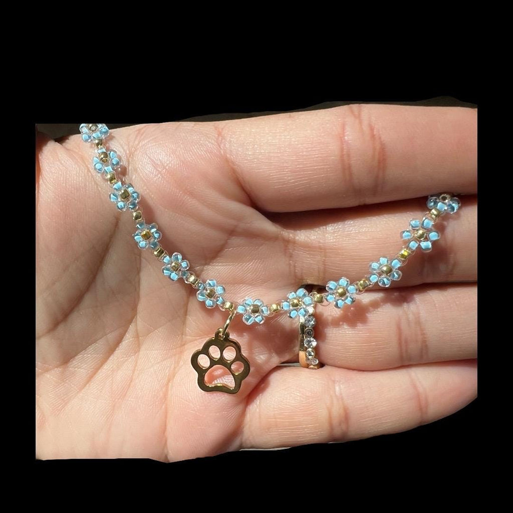 Blue paw charm Beaded Bracelet