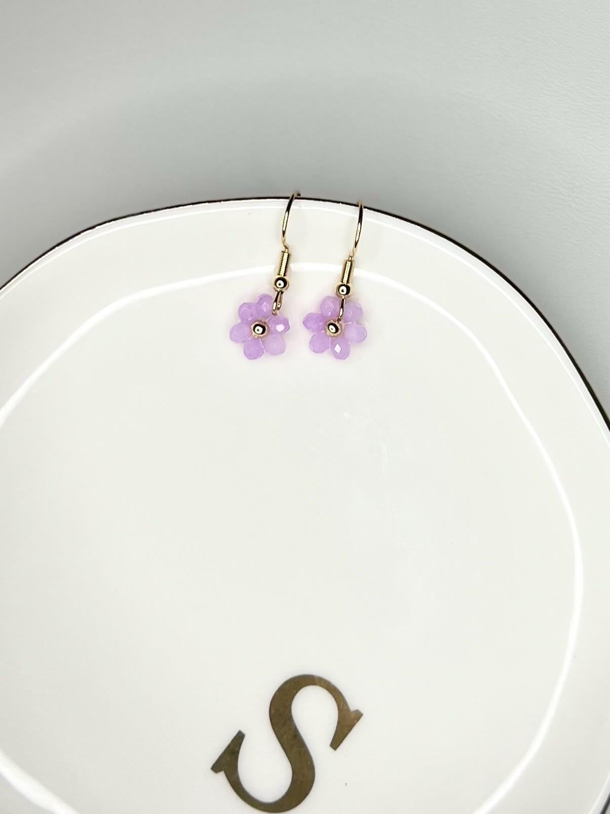 Daisy purple crystal earrings