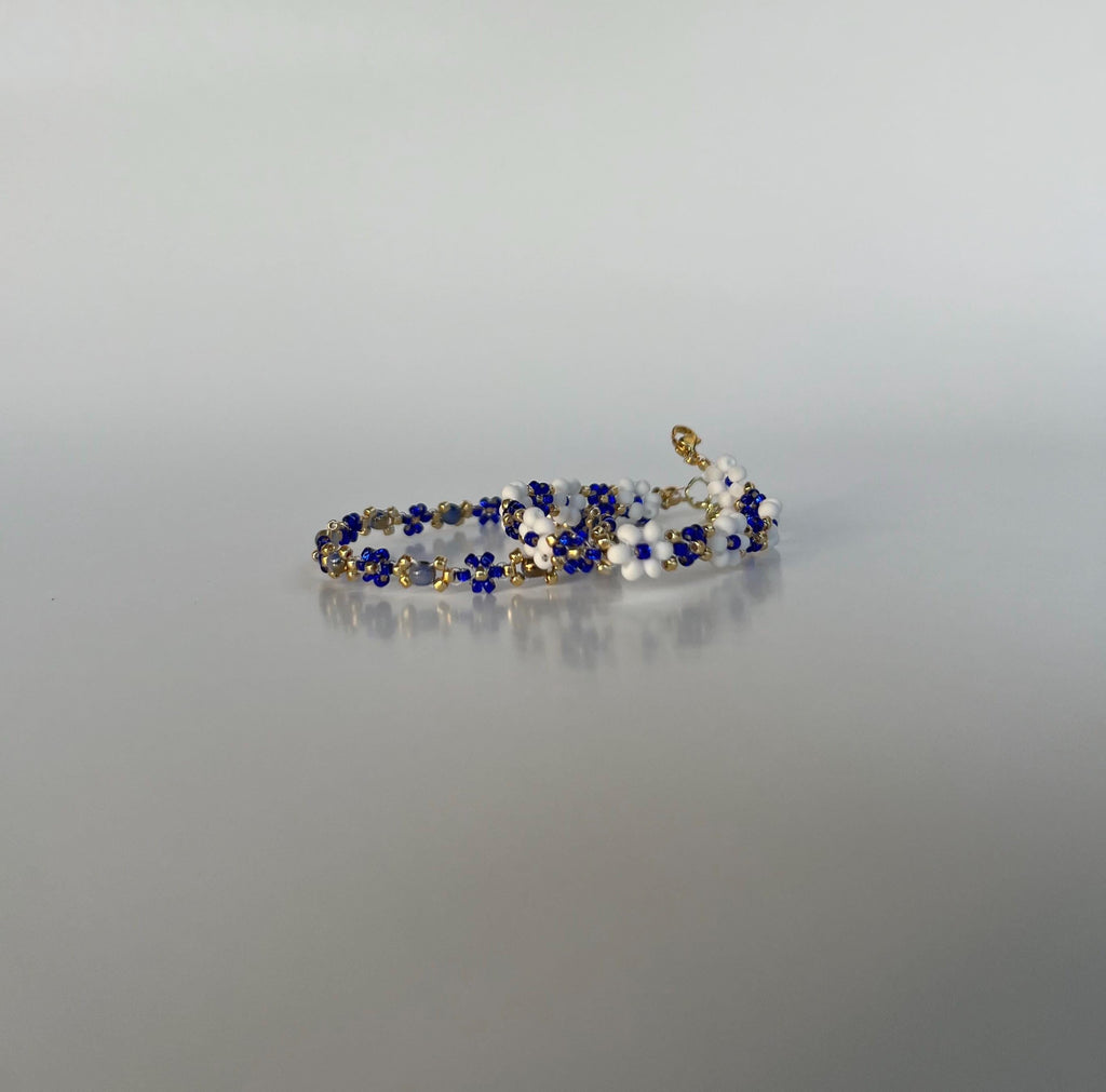 2pcs Blue set Beaded Bracelet, Daisy Bracelet, Flower Bracelet, Dainty, Aesthetic Bracelet, Matching Bracelets, Gift for Her