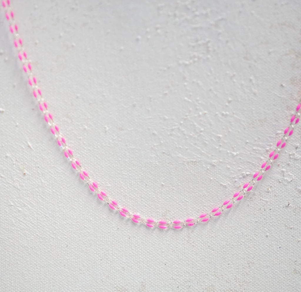 Silver Enamel Chain in Pink Custom Bracelet/Anklet/Necklace