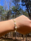 White daisy with green and gold accent bracelet