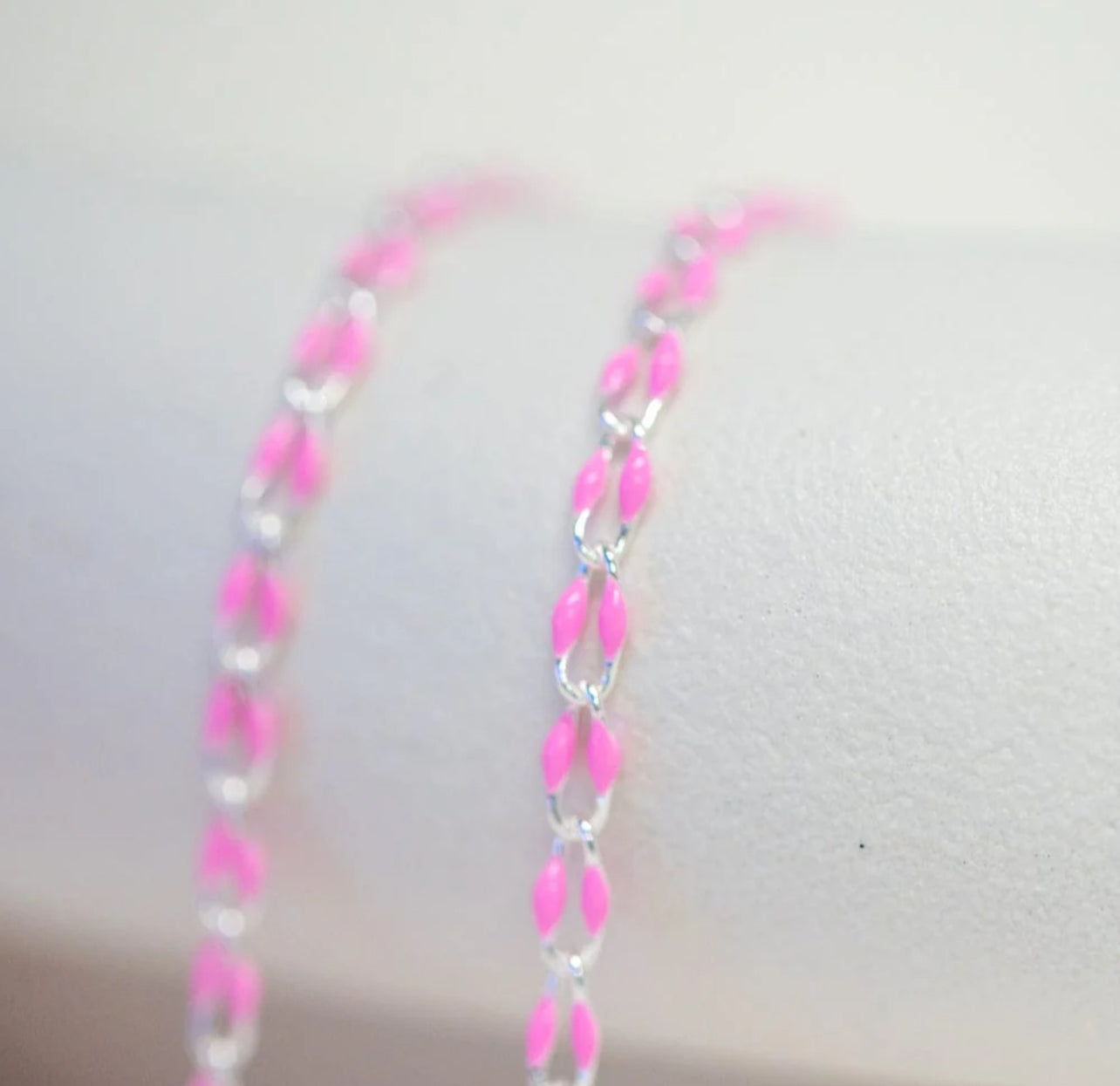 Silver Enamel Chain in Pink Custom Bracelet/Anklet/Necklace