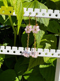 Daisy pink crystal earrings with butterfly
