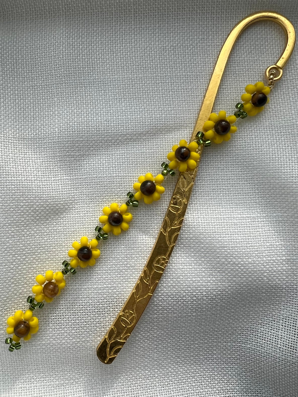 Sunflower Beaded bookmark with tiger eye