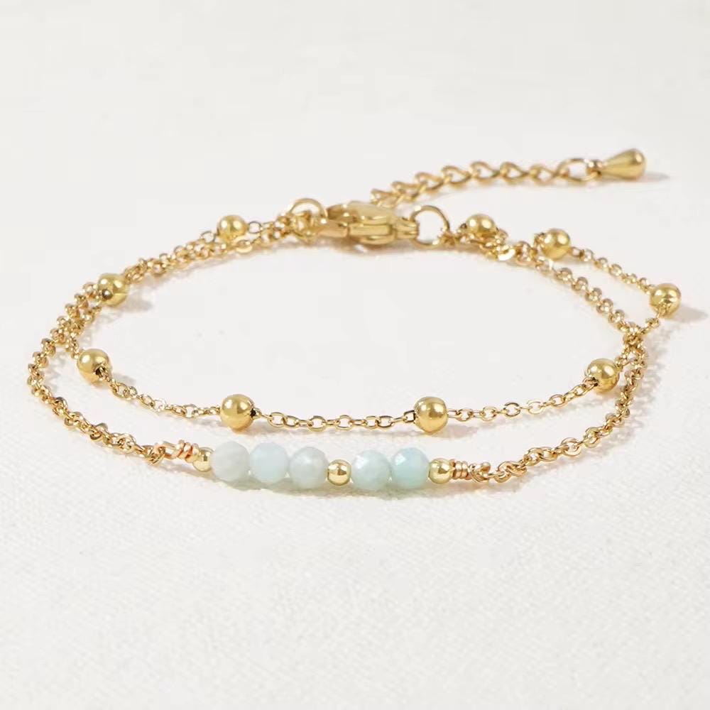 Natural stone beaded Bracelet, Daisy Bracelet, Bracelet, Dainty, Aesthetic, Matching Bracelets, Gift for Her, semiprecious