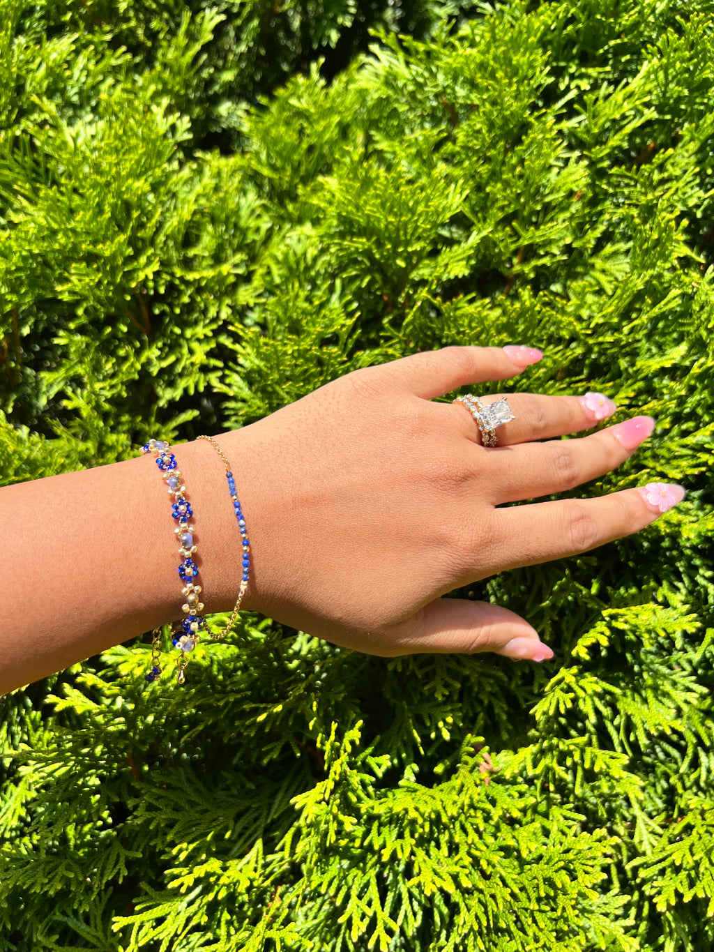 Sapphire stack set Daisy Beaded Bracelet