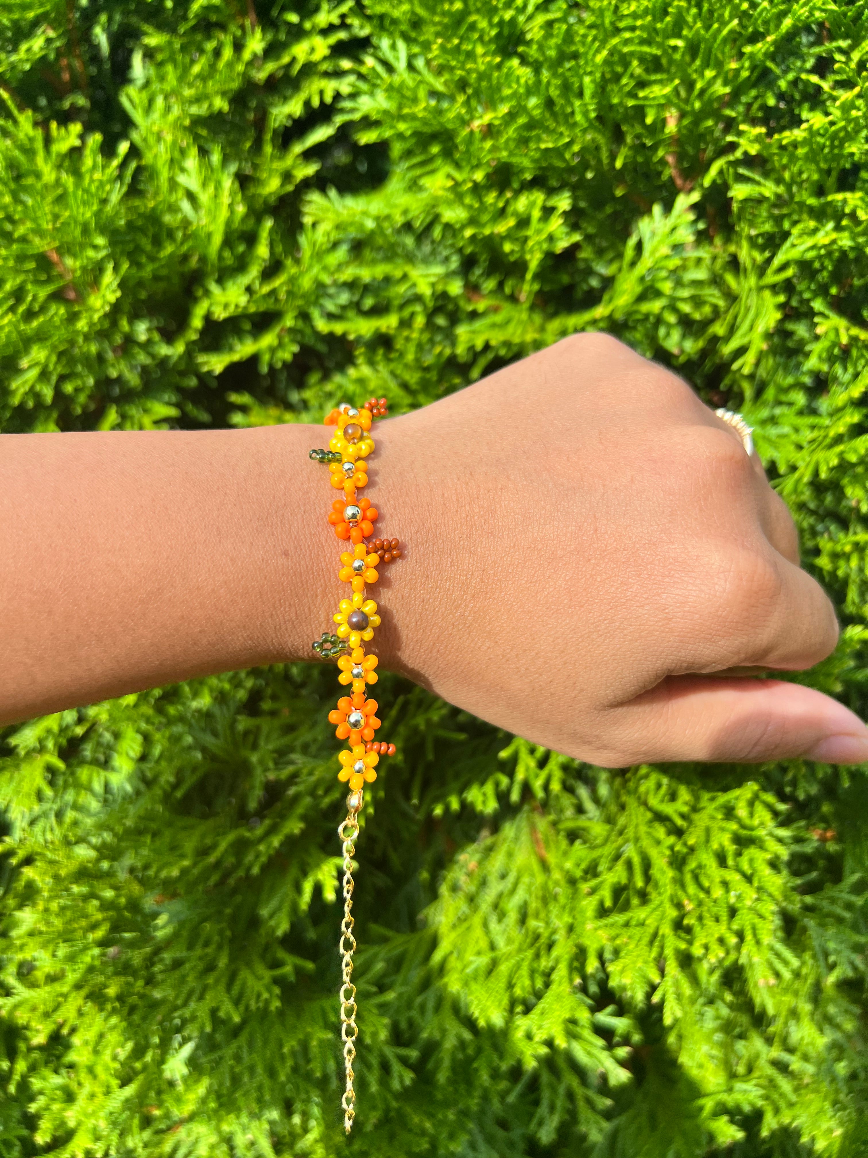 Fall bracelet with sunflower