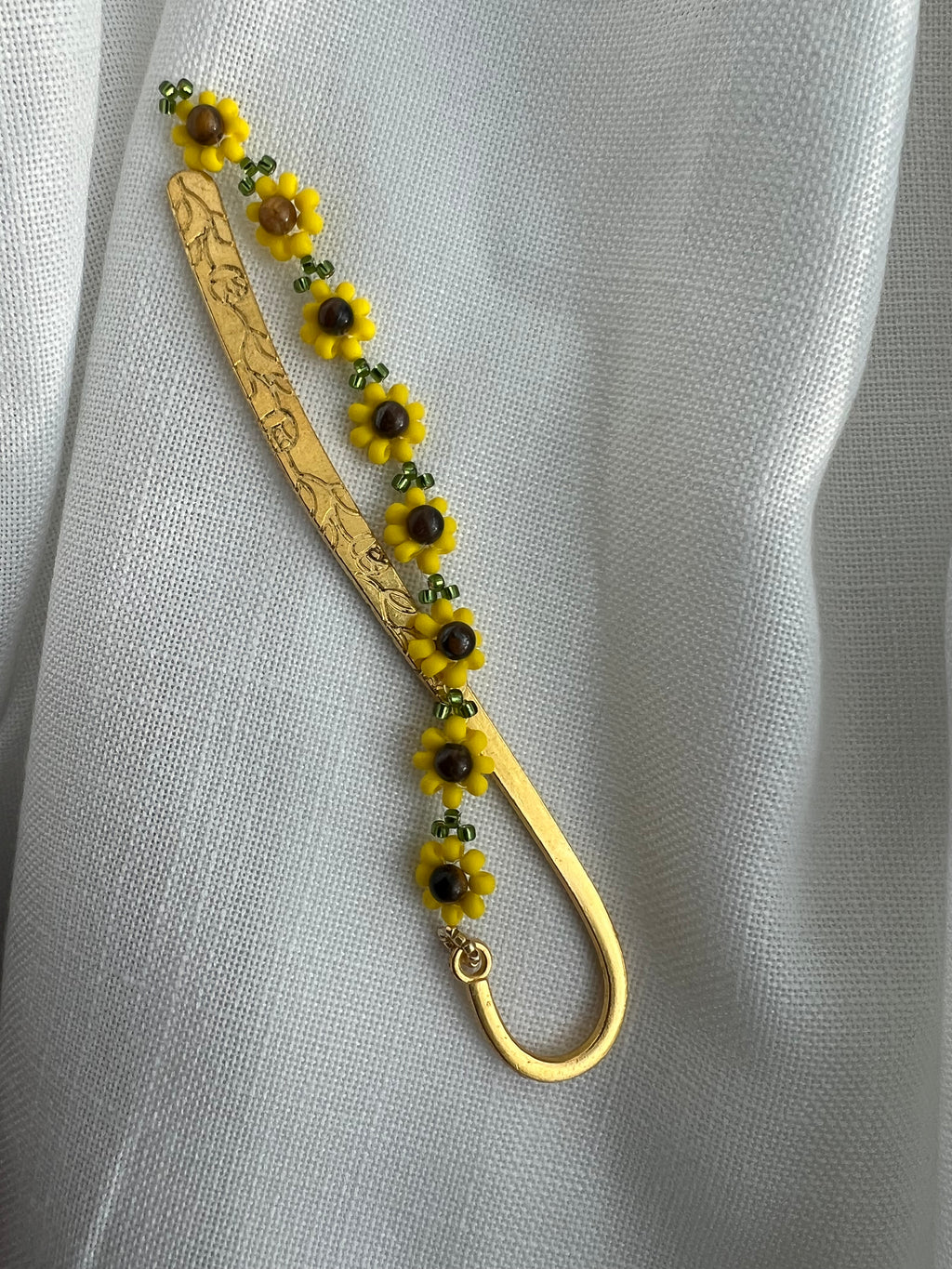 Sunflower Beaded bookmark with tiger eye