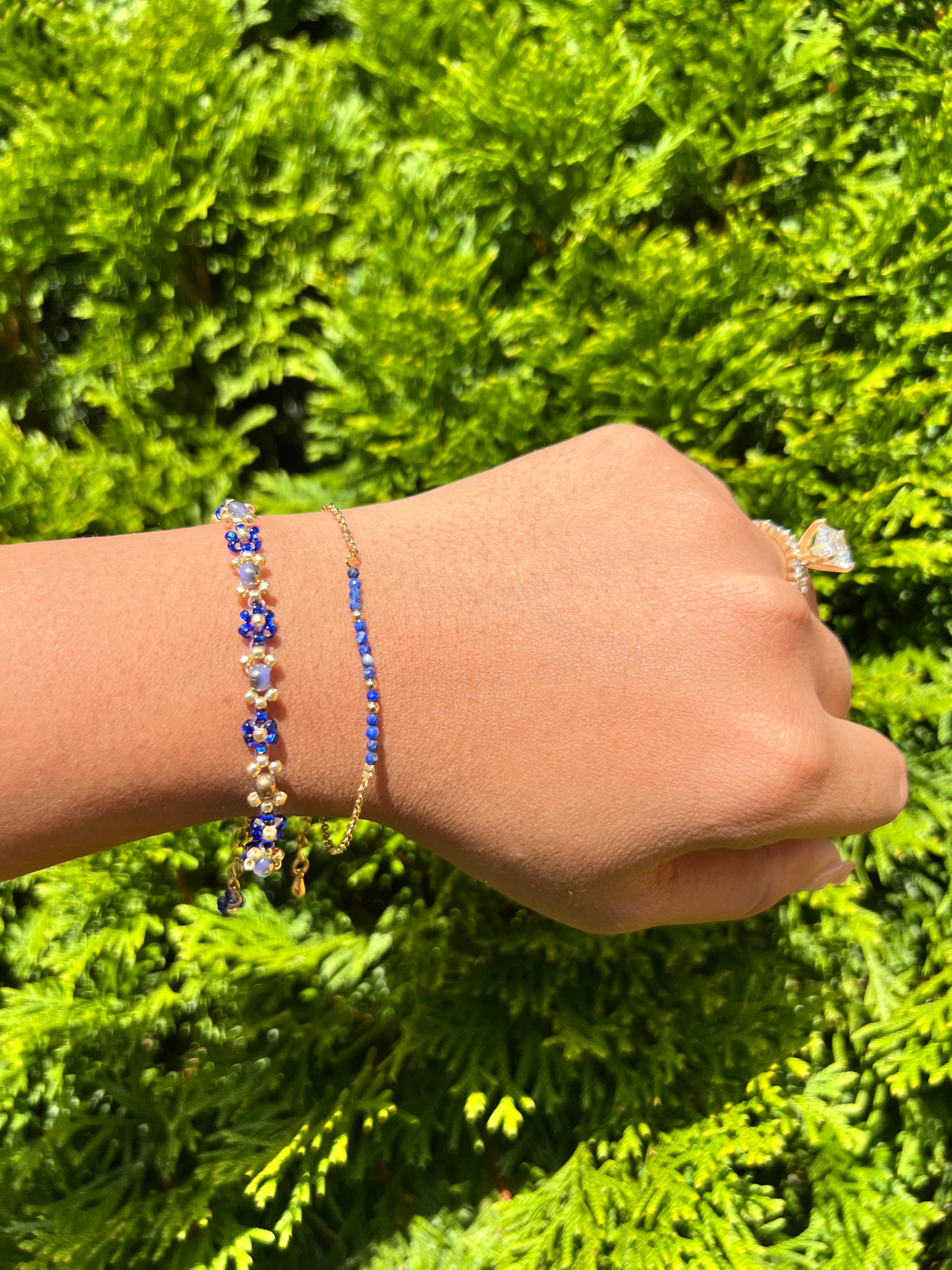 Sapphire stack set Daisy Beaded Bracelet