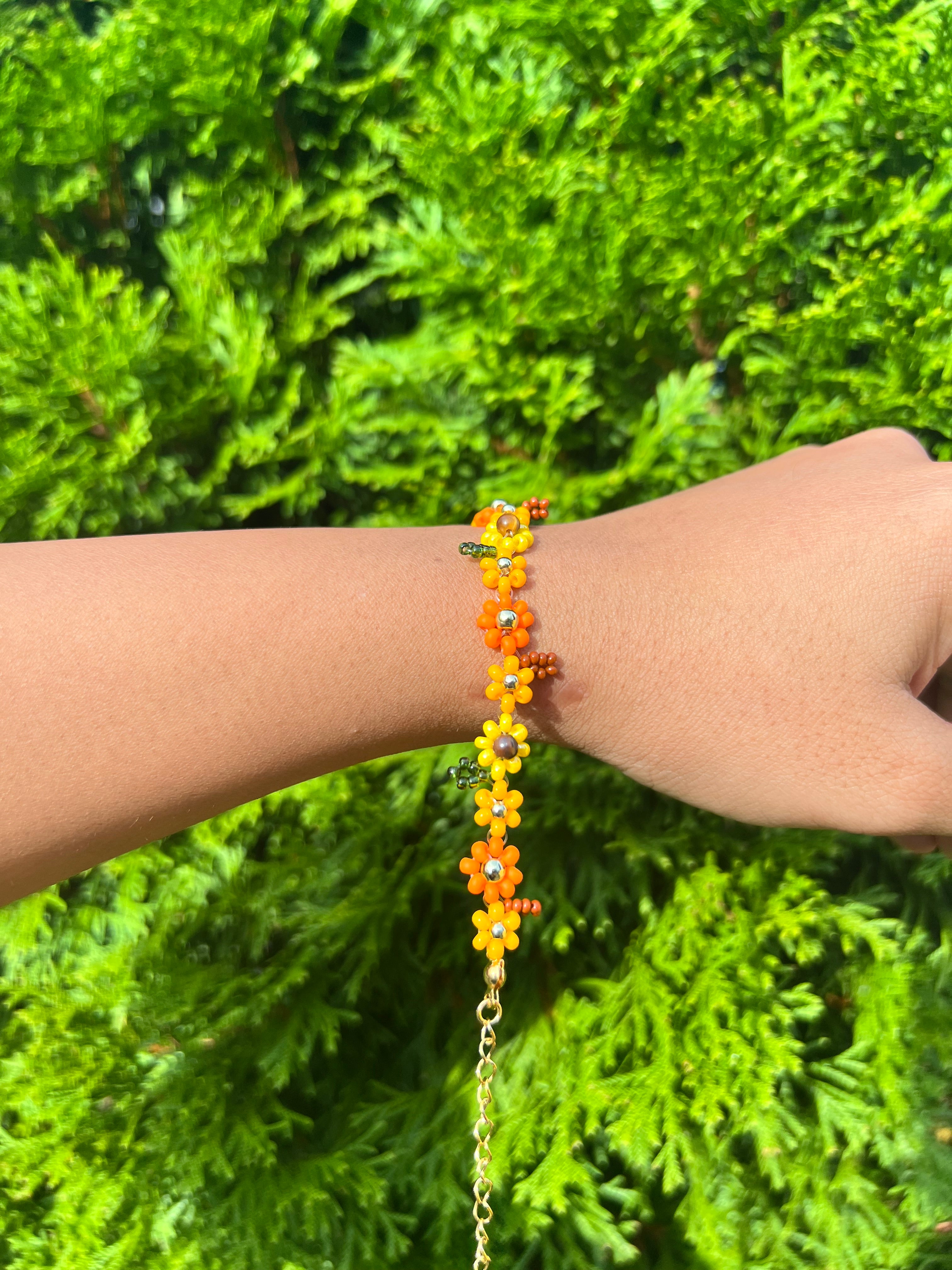 Fall bracelet with sunflower