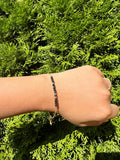 Black Minimalist Dainty gemstone bead bracelet with chain