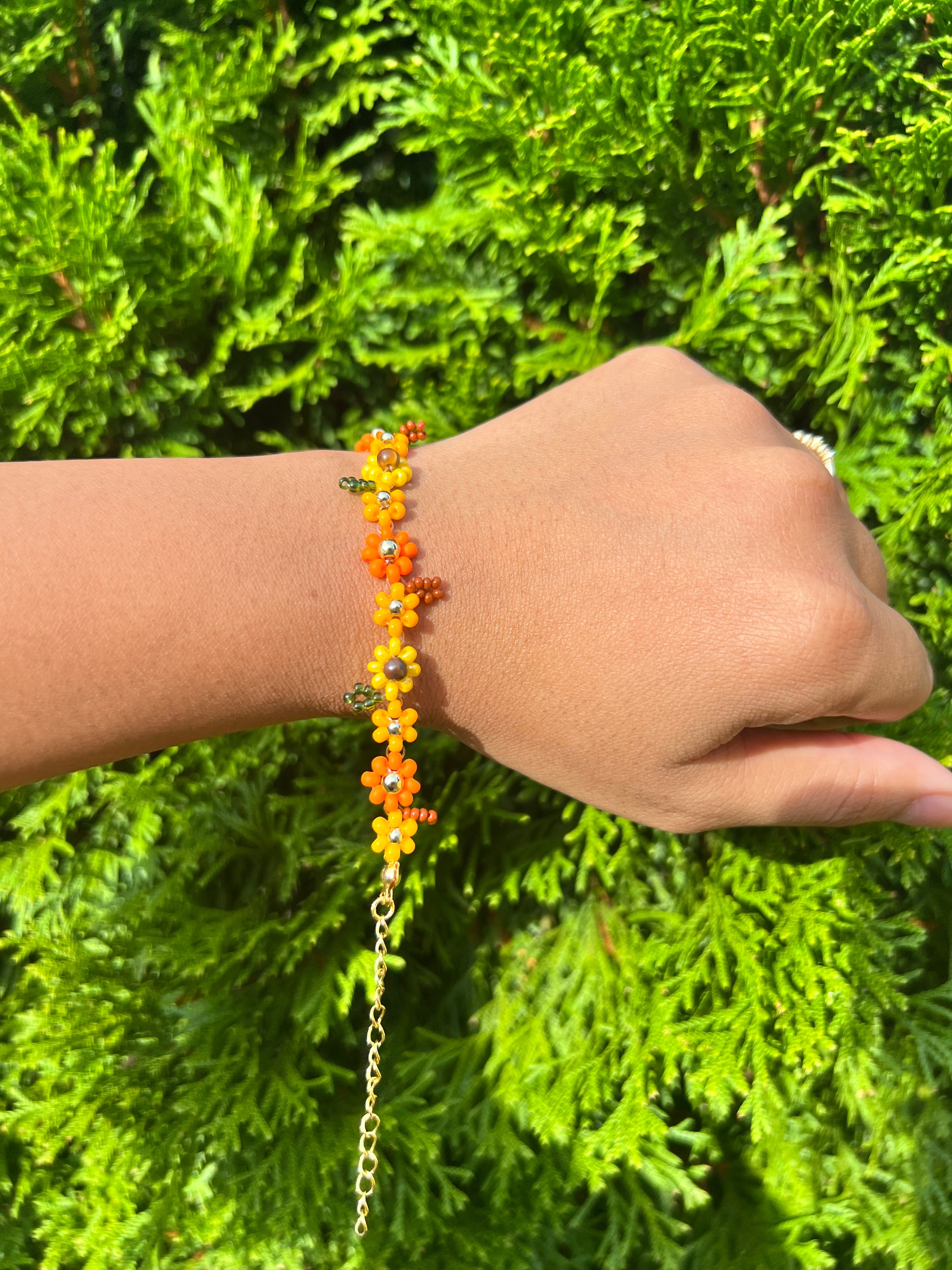 Fall bracelet with sunflower