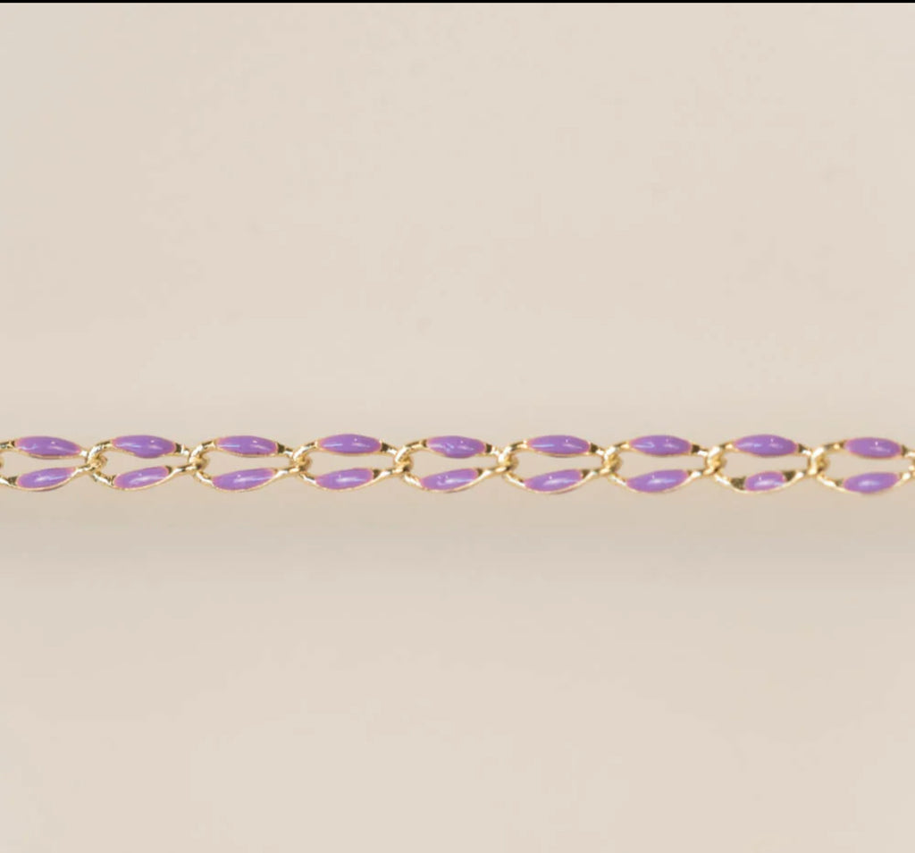 Gold Enamel Chain in Purple Custom Bracelet/Anklet/Necklace