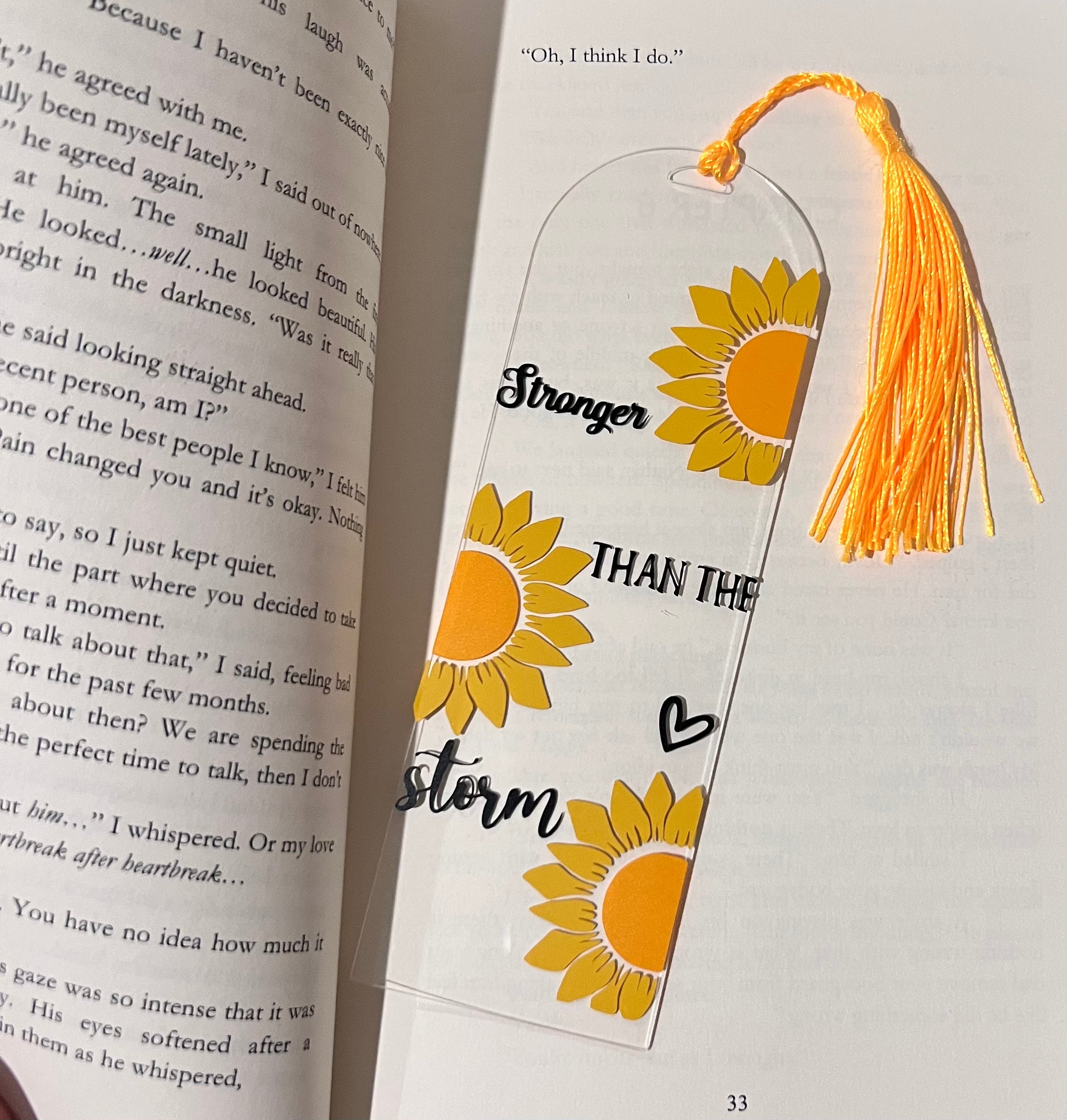 Stronger than the Storm sunflower bookmark