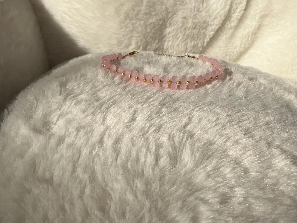 Pink Beaded Bracelet with charm option