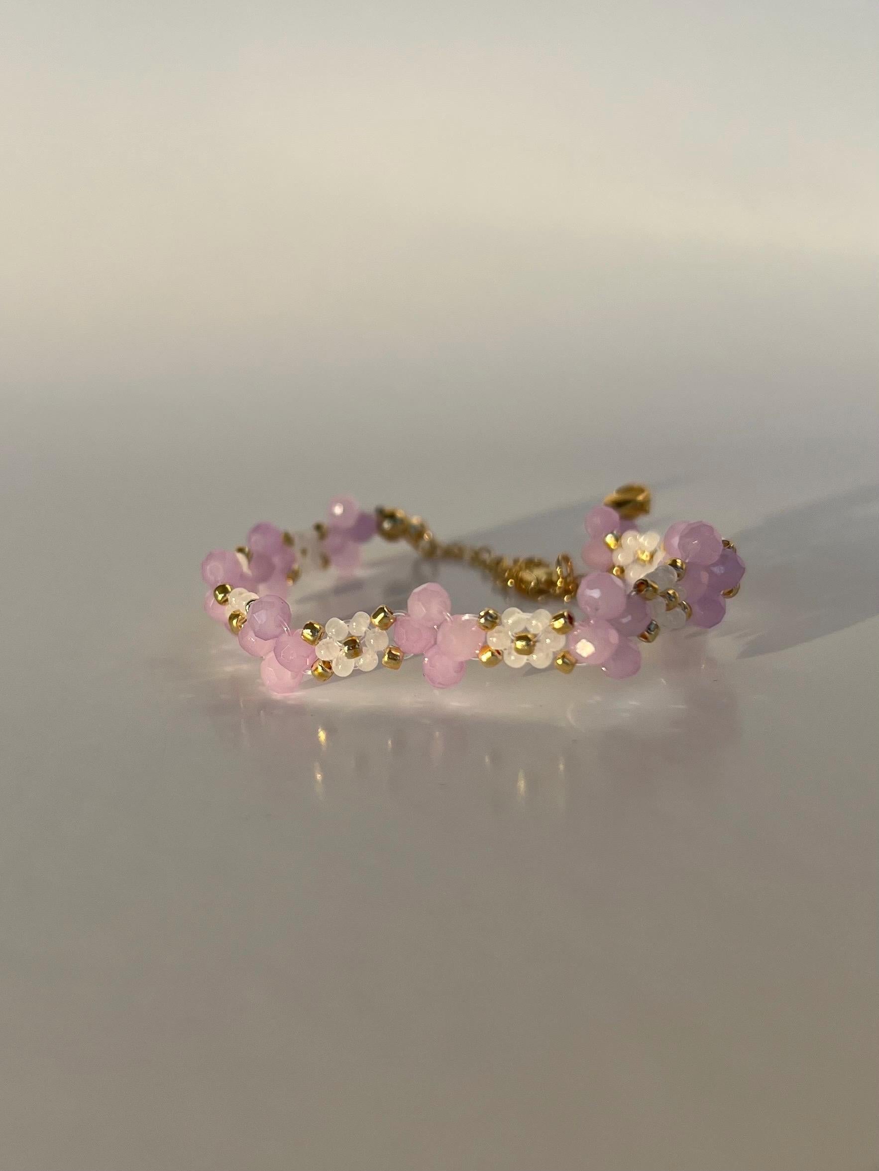 Purple Beaded Bracelet, Daisy Bracelet, Flower Bracelet, Dainty, Aesthetic Bracelet, Friendship Bracelets, Matching Bracelets, Gift for Her