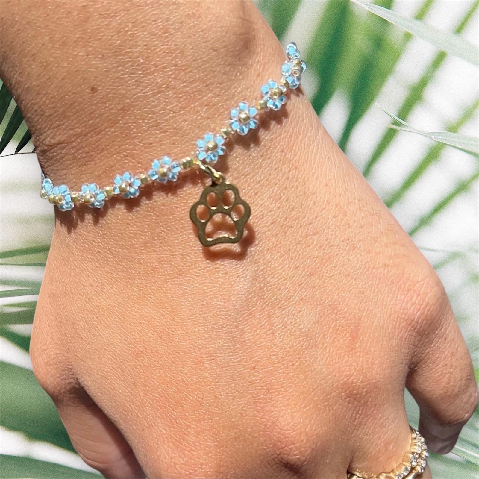 Blue paw charm Beaded Bracelet