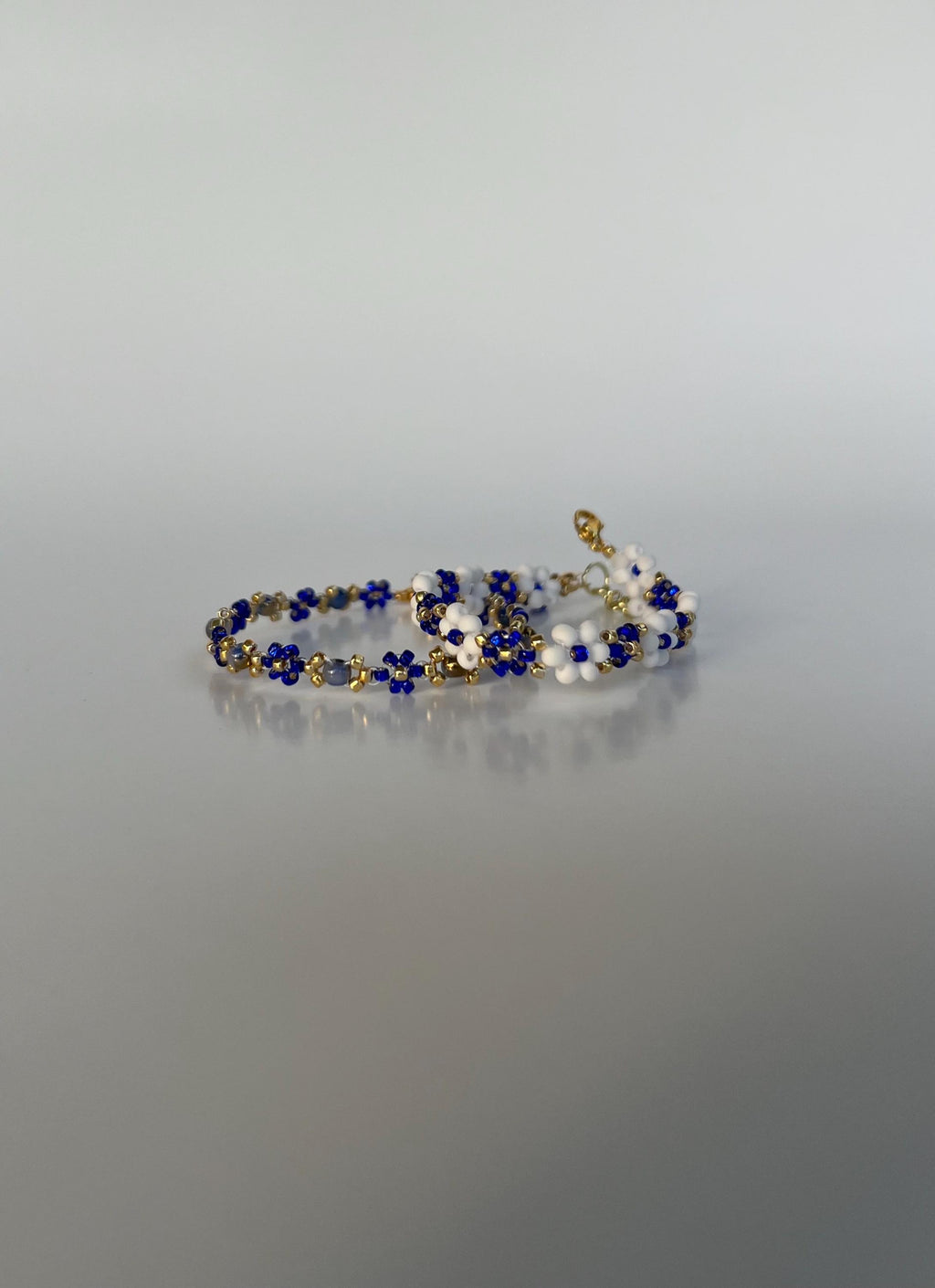 2pcs Blue set Beaded Bracelet, Daisy Bracelet, Flower Bracelet, Dainty, Aesthetic Bracelet, Matching Bracelets, Gift for Her