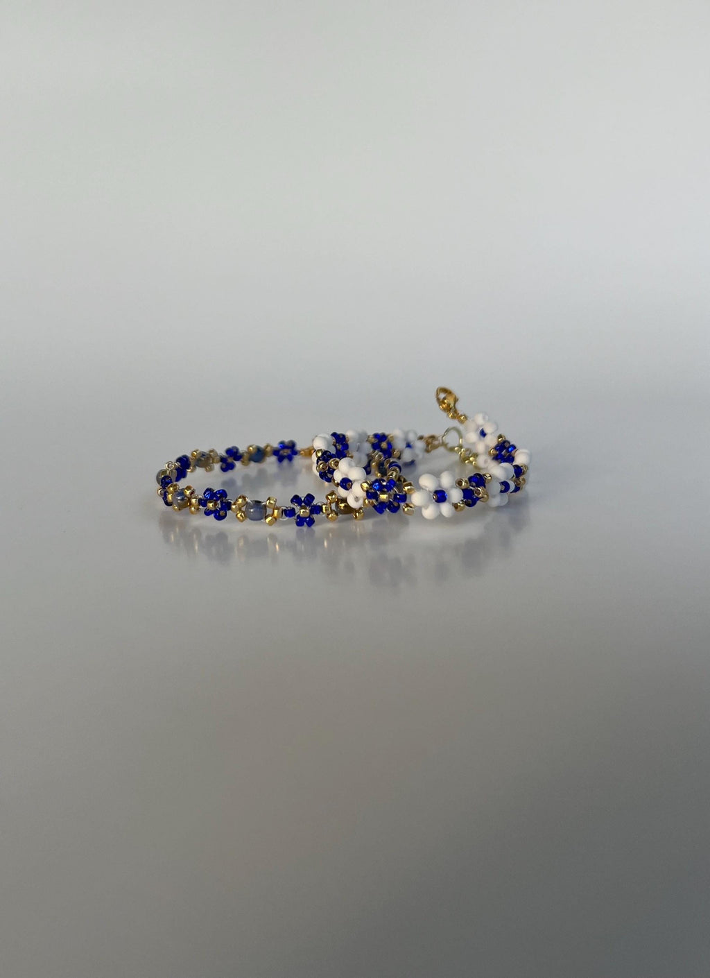 2pcs Blue set Beaded Bracelet, Daisy Bracelet, Flower Bracelet, Dainty, Aesthetic Bracelet, Matching Bracelets, Gift for Her