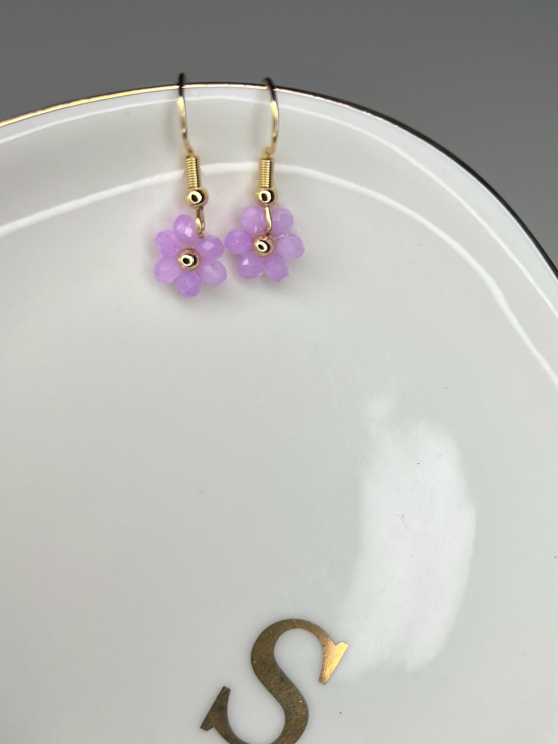 Daisy purple crystal earrings