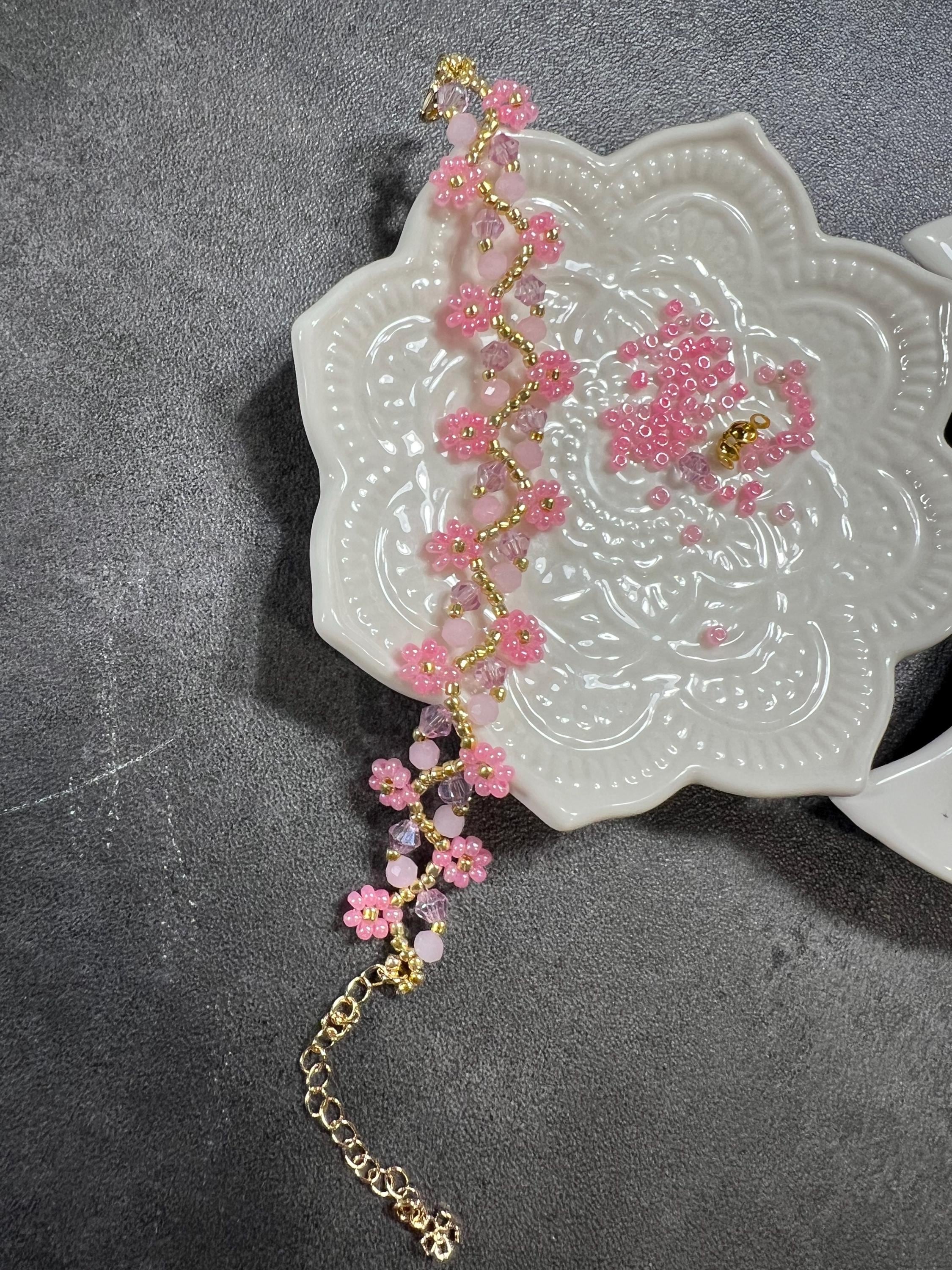 Pink & Gold Beaded Bracelet