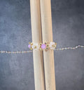 Purple & White daisy bead ring,flower beaded ring,,stretchy ring, dainty jewelry, cute beaded ring, gift for her, sunflower ring
