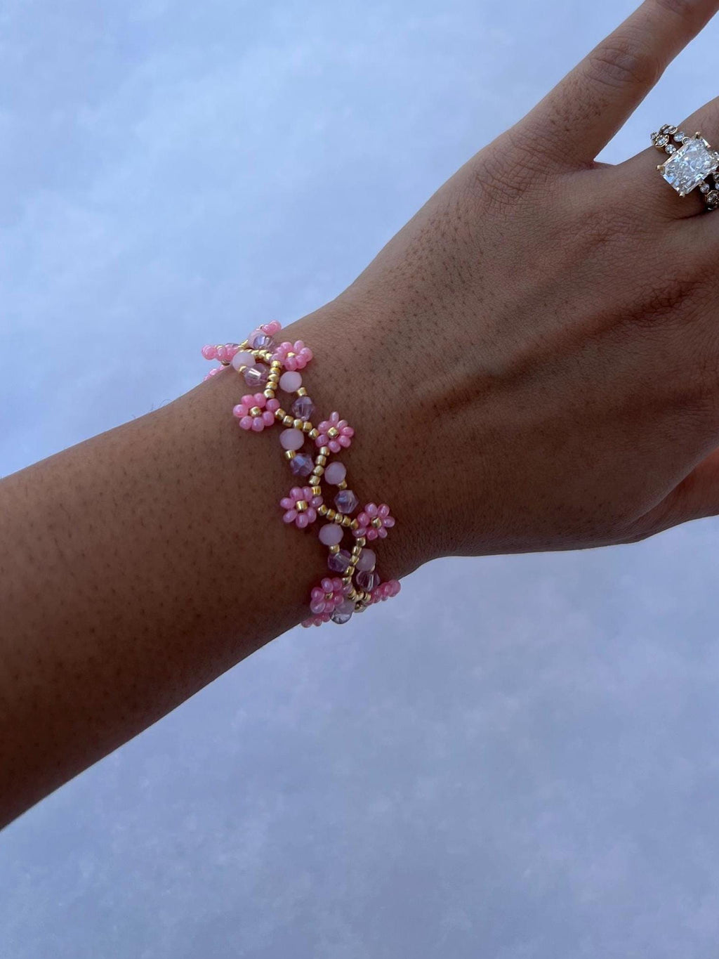 Pink & Gold Beaded Bracelet